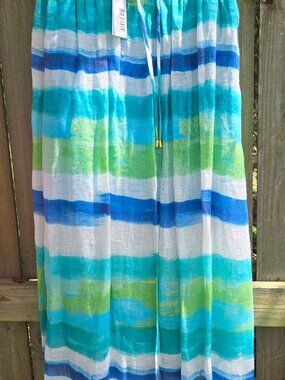 Sheer Gauze Skirt in ocean colors; NEW  - Linen